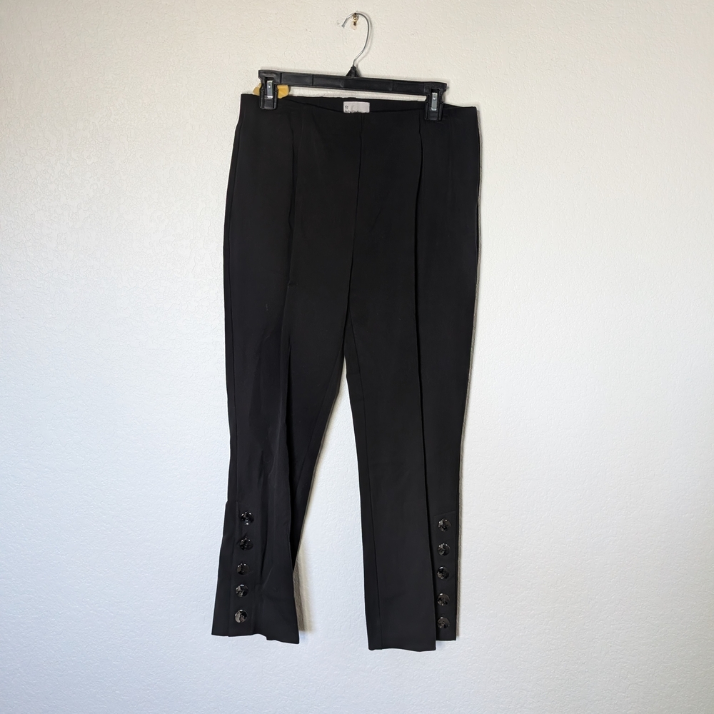 Black Tailored Ankle Pants with Button Hem